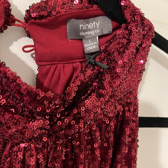 Burgundy/Red Sleeveless Sequined Top - Ninety Clothing co - Picture 2 of 5